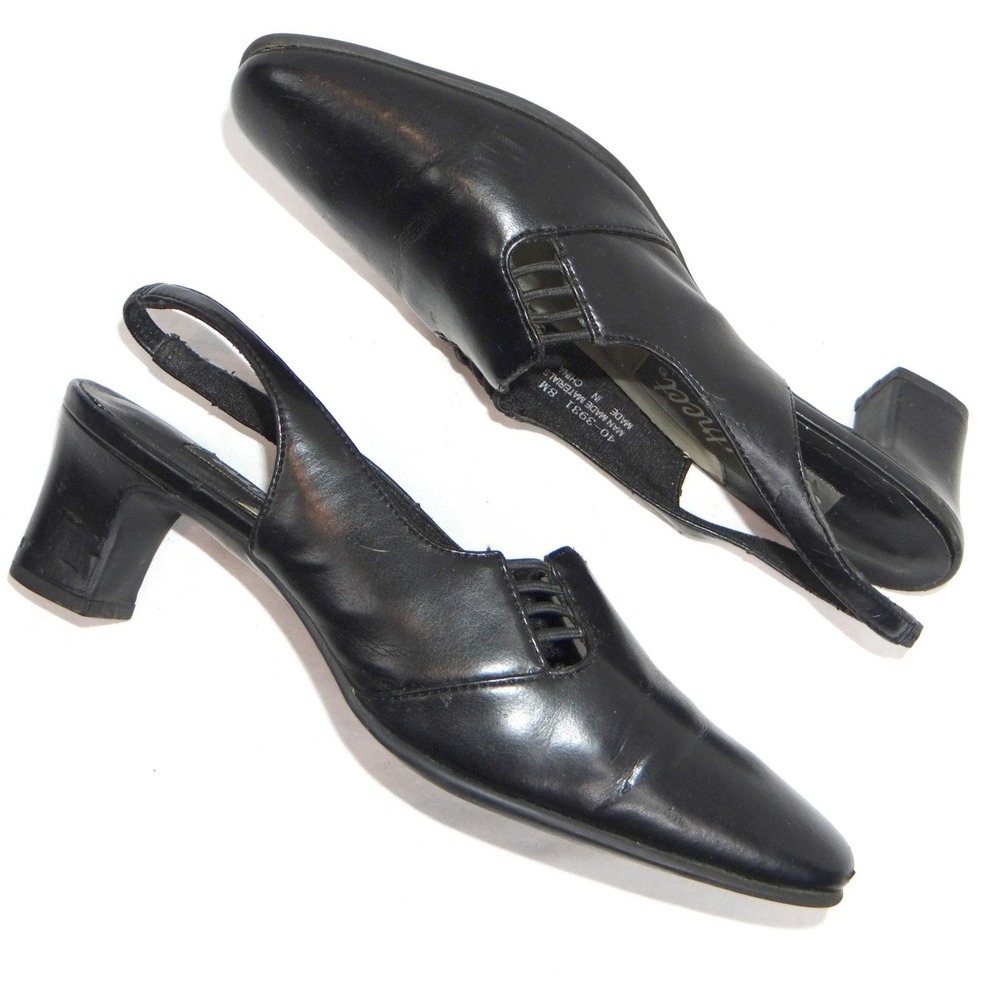Vintage SAS Comfort Shoes Black Slingback Heels Size 7 Wide